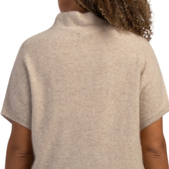 NWT TAHARI Cashmere Over Washed Short Sleeve Funnel Neck Sweater Size US XL - Picture 3 of 5